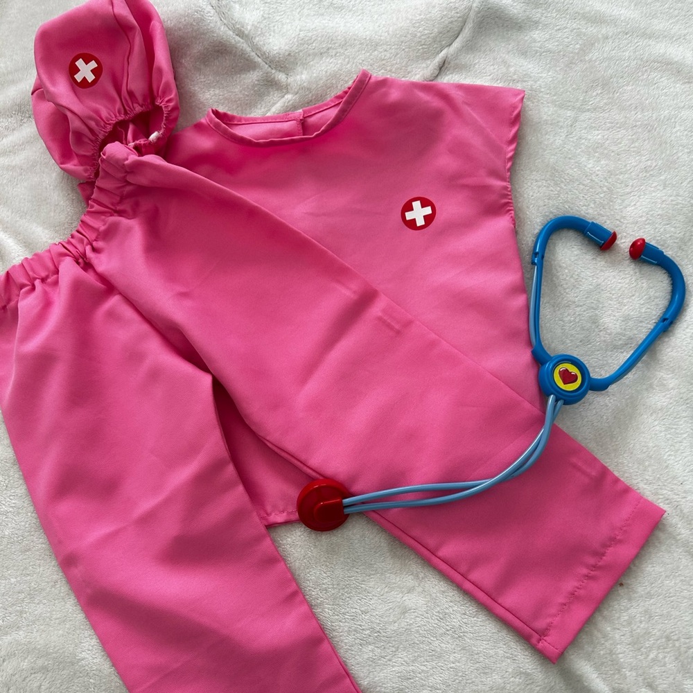 Pink Doctor kids Costume with Stethoscope